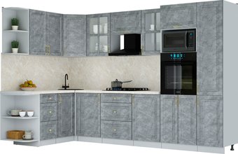 Готовая кухня Интерлиния Мила Шато 1.68x3.2 ВТ LV (керамика/керамика/опал светлый)