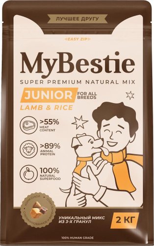 Сухой корм для собак MyBestie Junior Lamb and Rice ягненок с рисом 0.8 кг