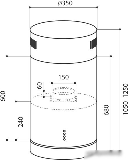 Кухонная вытяжка LEX Tubo Isola 350 (нержавеющая сталь)