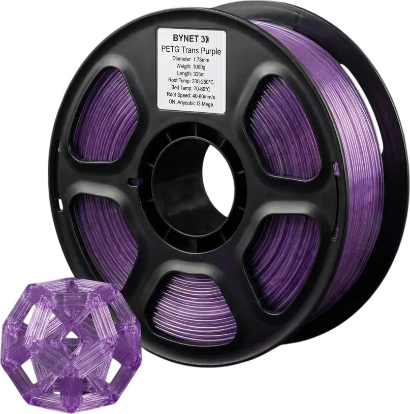 Филамент BYNET3D PETG BN_PETG0_TPR (Transparent Purple)