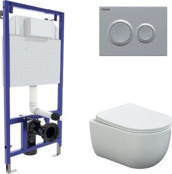 Унитаз подвесной Berges Wasserhaus Ventas Rimless + Visam Slim 525 EX-043240 (с сиденьем)