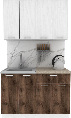 Готовая кухня ЭлиГард Lion 1.2 (белый структурный/дуб нокс/малага)