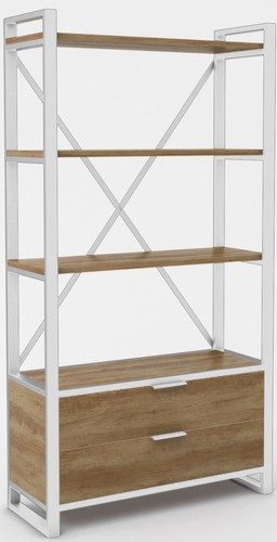 Стеллаж Hype Mebel Стандарт Люкс 50x200 (белый/дуб галифакс олово)