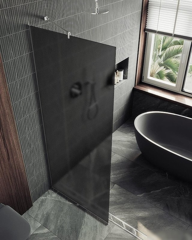Душевая стенка MaybahGlass 99x195 MGD-1356-5у (графитовое матовое стекло/хром матовый)