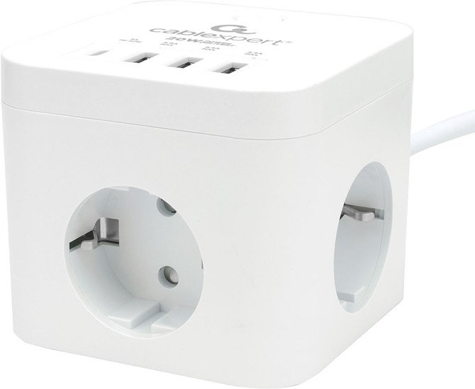 Сетевой фильтр Cablexpert CUBE-3-CU3-W-1.5