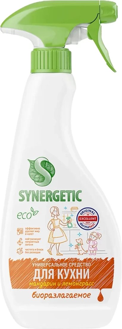 Средство для кухни Synergetic Антижир + Мандарин и лемонграсс (2x500 мл)