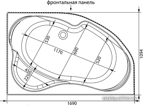 Ванна Aquanet Capri 170x110 R (с каркасом)