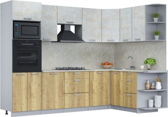 Готовая кухня Интерлиния Мила Лайт 1.68x2.8 правая (бетон лайт/дуб золотой/опал светлый)