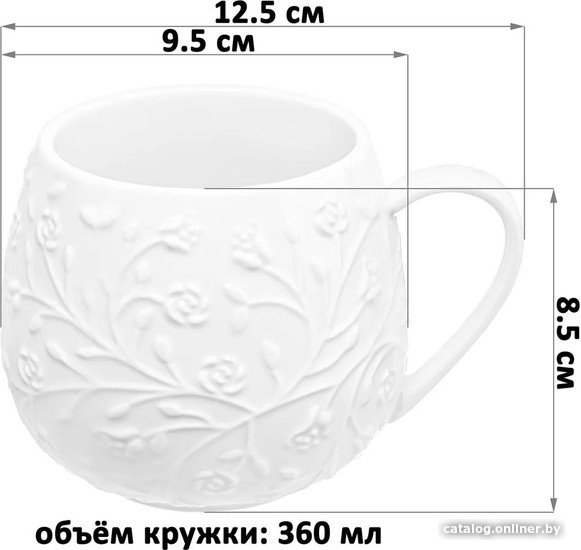 Чашка с блюдцем Elan Gallery Веточки-цветочки 630056