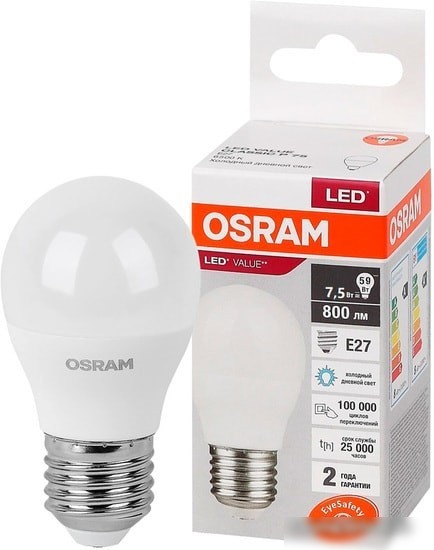 Светодиодная лампа Osram LV CL P75 10 SW/865 230V E27 10X1 RU