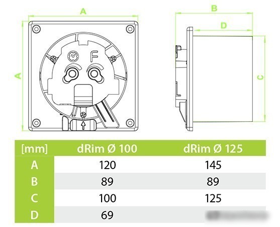 Осевой вентилятор airRoxy dRim 100DTS-C159