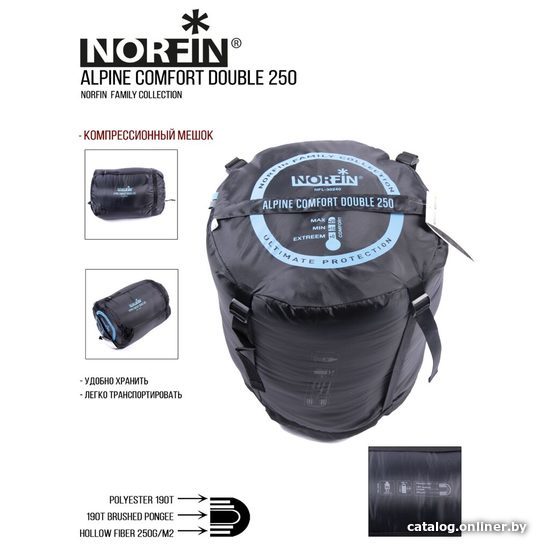 Спальный мешок Norfin Alpine Comfort Double 250