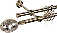 Карниз для штор АС ФОРОС Grace D16K/16Г составной + наконечники Игнацио (3м, антик)