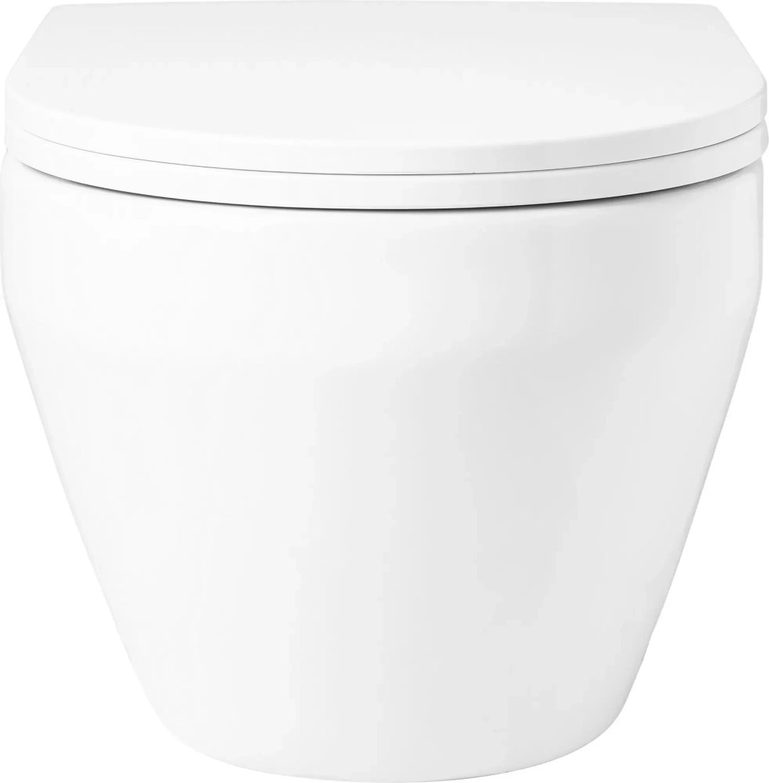 Унитаз подвесной Saniteco KW-9009W + 501 + K02-W (с кнопкой, белый)