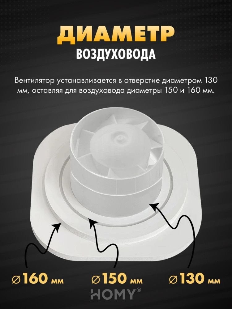 Вентиляционная решетка HOMY AIR круглый A125BS d200 (черная)