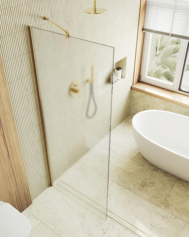 Душевая стенка MaybahGlass 99x195 MGD-1357-3ш (сатин стекло/золото)