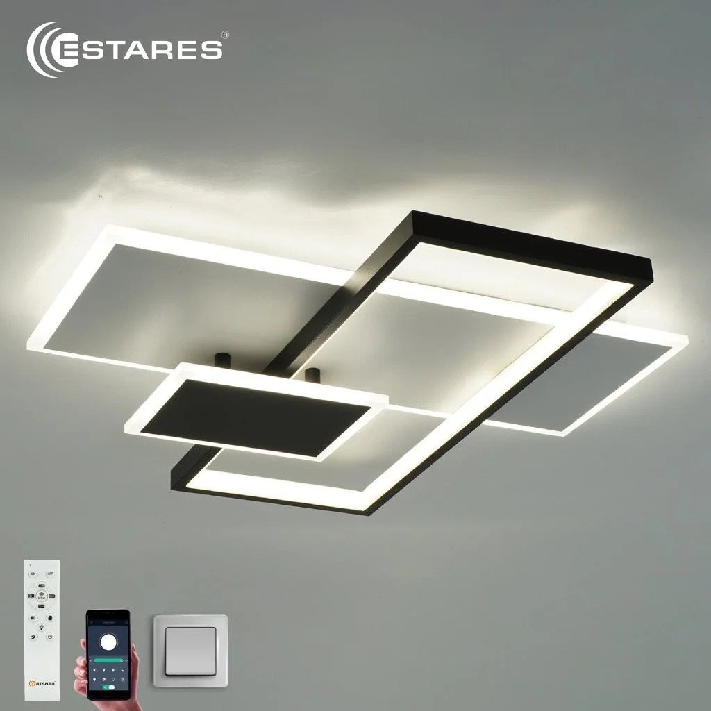 Припотолочная люстра Estares Lamparas 90W 3L-APP-500x500x70-WHITE/BLACK/WHITE-220-IP20