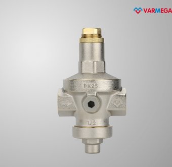 Запорная арматура Varmega Редуктор давления 1/2", PN25 с присоединением к манометру VM12801