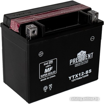 Мотоциклетный аккумулятор President YTX12-BS MF (10 А·ч)