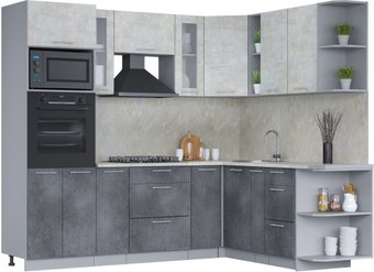 Готовая кухня Интерлиния Мила 1.88x2.4 правая (бетон лайт/бетон портленд/опал светлый)