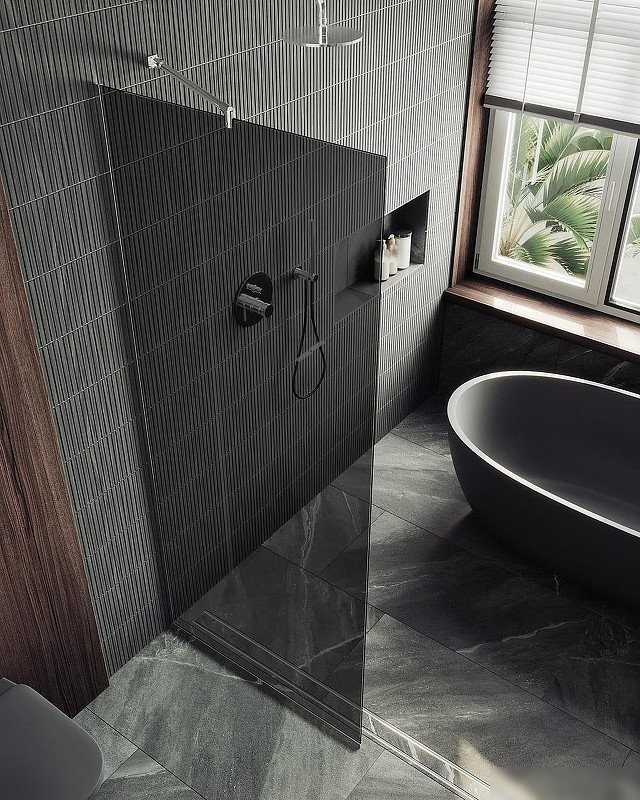 Душевая стенка MaybahGlass 99x195 MGD-1355-4у (графитовое стекло/хром глянцевый)