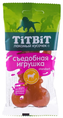 Лакомство для собак TiTBiT Съедобная игрушка косточка с ягненком Standart (12 шт)