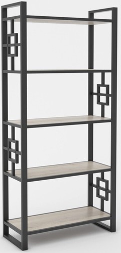 Стеллаж Hype Mebel Квадро 80x200 (черный/дуб галифакс натуральный)