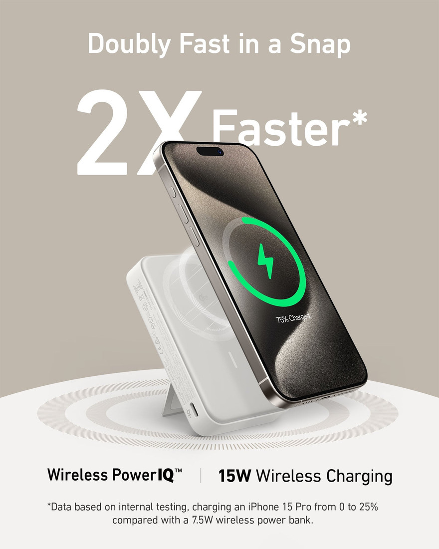 Внешний аккумулятор Anker MagGo Power Bank A1654 10000mAh (белый)
