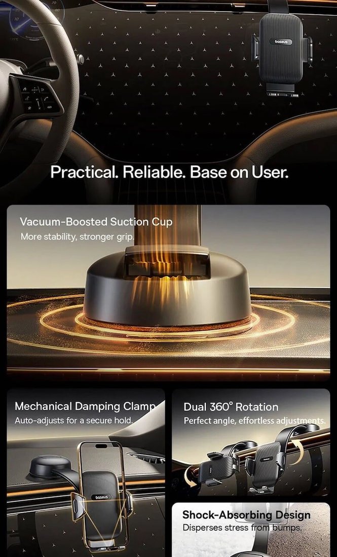 Держатель для смартфона Baseus PrimeTrip C03 Air Clamping Car Mount C0013C01