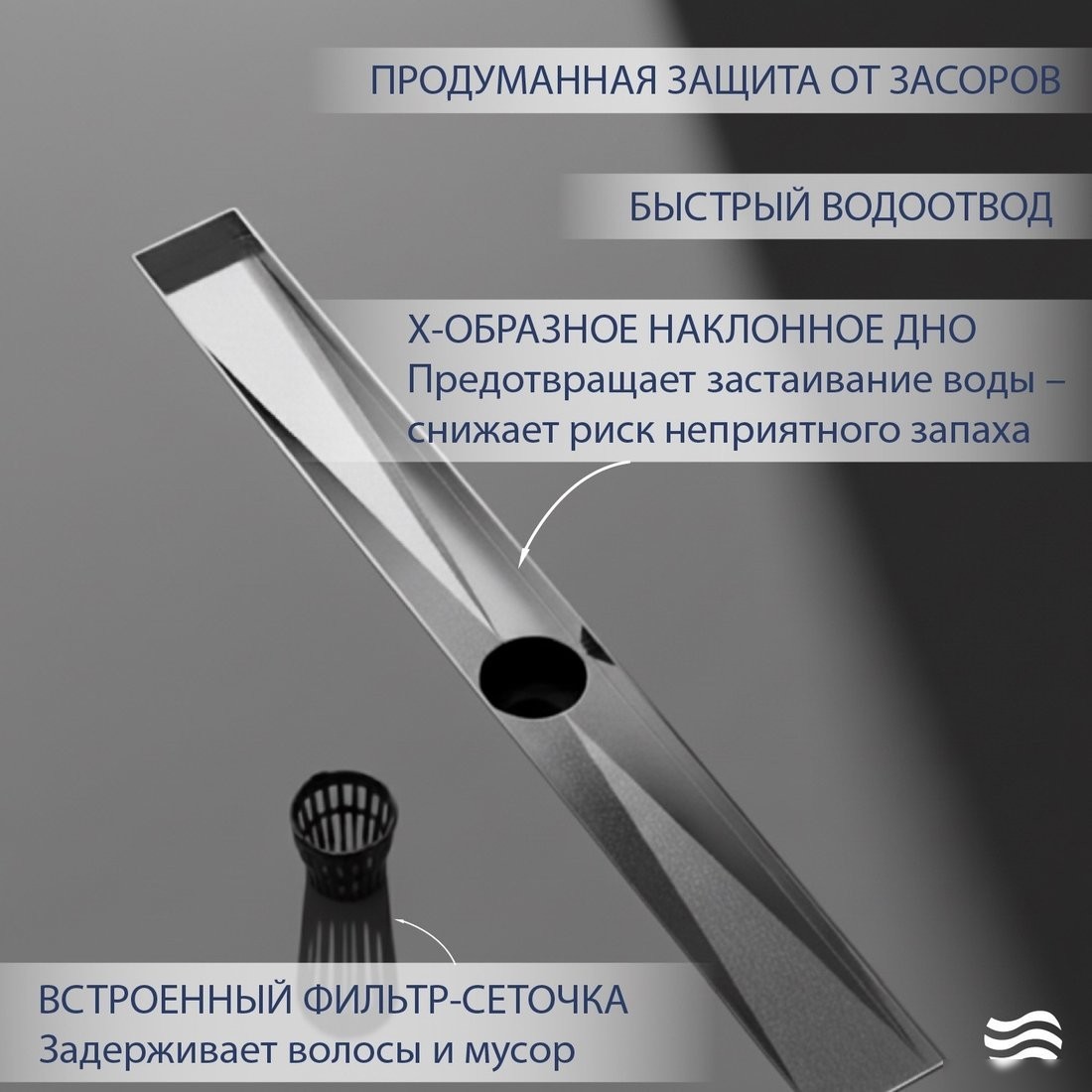 Трап/канал Lauter 2120681-KH 800x70 (хром)