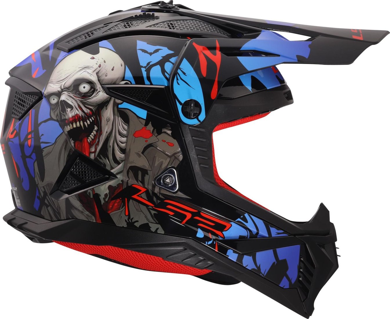 Мотошлем LS2 MX708 Fast II Zombie II (L, черный/красный/синий)
