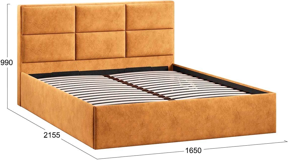 Кровать Трия Стелла Тип 1 c ПМ и заглушиной 160x200 (микровелюр Wellmart Yellow)