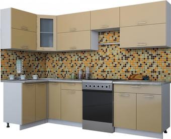 Угловая кухня Интерлиния Мила Gloss 60-12x28 (капучино глянец)