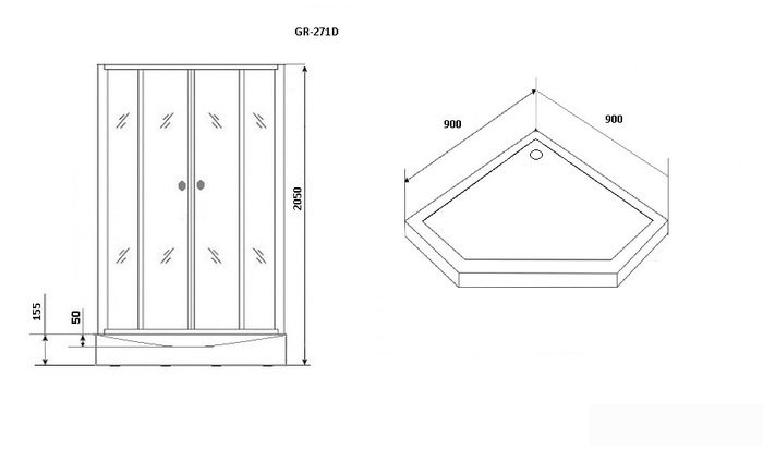 Душевая кабина Grossman GR271D 90x90