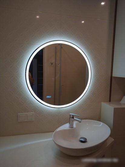 Пекам Зеркало LED Ring1-80х80dpcl (взмах руки/подогрев/часы)