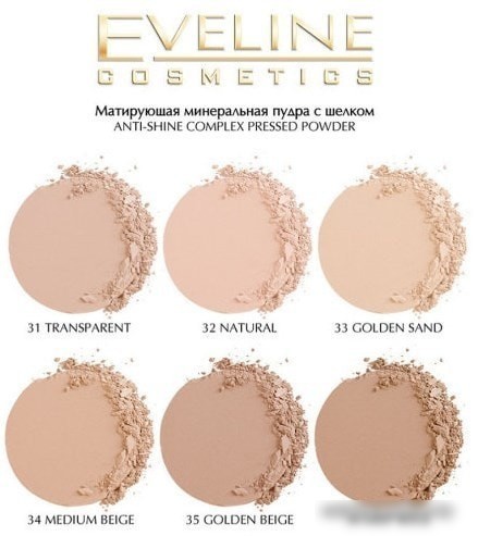 Компактная пудра Eveline Cosmetics Anti Shine Complex Pressed Powder (тон 35 golden beige)