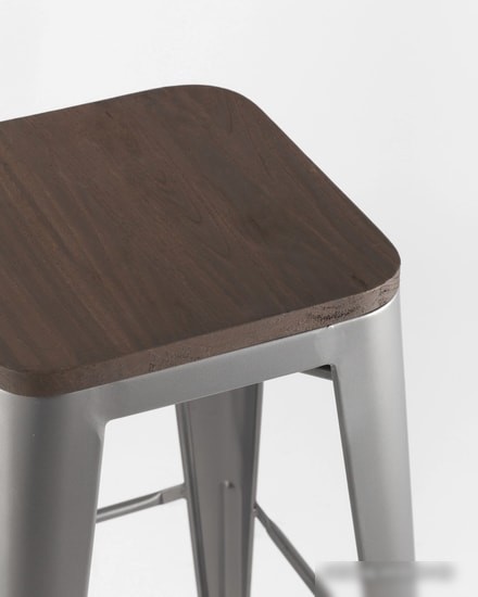 Табурет Stool Group TOLIX WOOD барный (серебристый) матовый