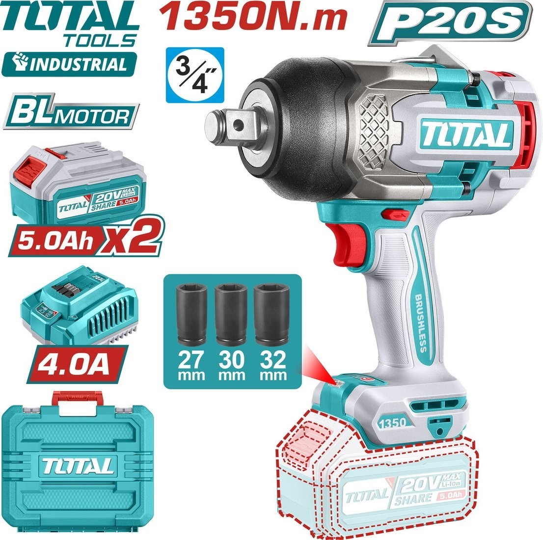Гайковерт Total TIWLI20135 (с 2-мя АКБ, кейс) Гайковерт Total TIWLI20135 (с 2-мя АКБ, кейс)
