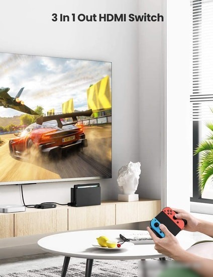 Переключатель Ugreen CM332 80125 4 x HDMI (с пультом ДУ, черный)