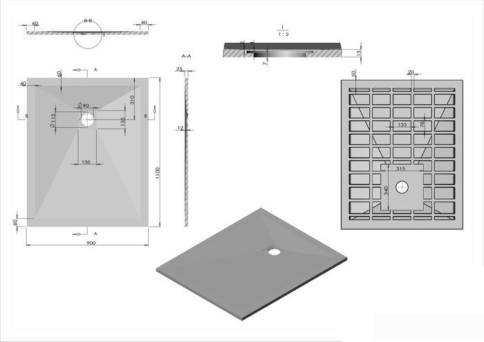 Душевой поддон Vincea VST-4SR9011W 110x90