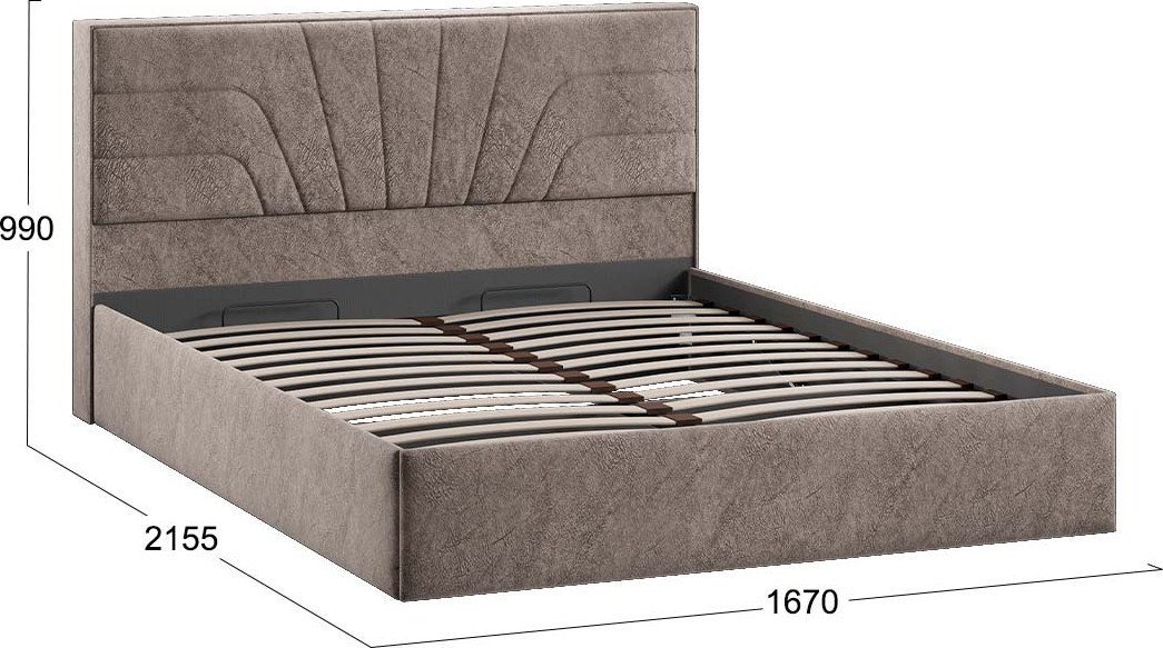 Кровать Трия Пандора с ПМ и заглушиной 160x200 Тип 1 (микровелюр Wellmart Latte)