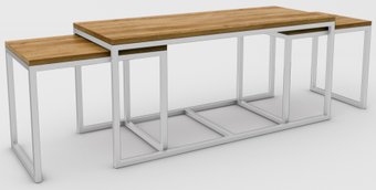 Журнальный столик Hype Mebel Трио 40x100-200 (белый/дуб галифакс олово)