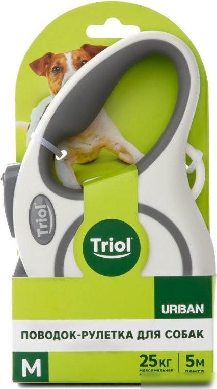 Поводок-рулетка Triol Urban 11121013 (M, 5м лента, белый)