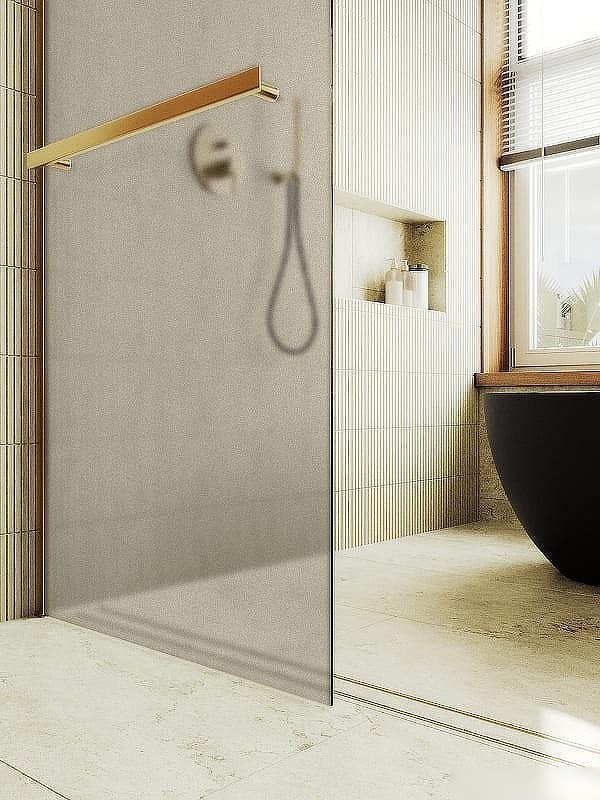 Душевая стенка MaybahGlass 99x195 MGD-1460-3ш (бронзовое матовое стекло/золото)