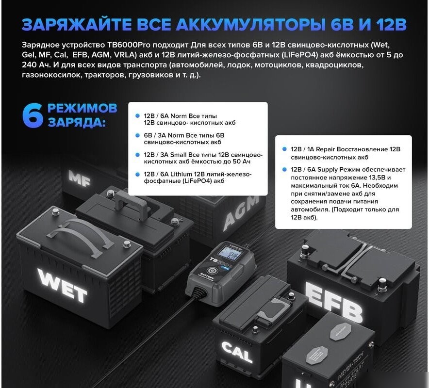 Зарядное устройство Topdon TB6000Pro