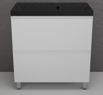 Symbolite Тумба под умывальник Манхэттен 80 Plus 2 ящика + Asti 80x45 (белый матовый/антрацит)