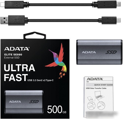 Внешний накопитель ADATA Elite SE880 500GB AELI-SE880-500GCGY