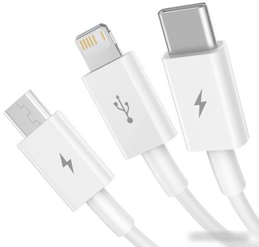 Кабель Baseus Superior Series Fast Charging USB Type-A - USB Type-C/microUSB/Lightning (1 м, белый)