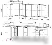 Готовая кухня Интерлиния Мила Лайт 1.2x2.4 (бетон лайт/дуб веллингтон/опал светлый)