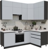 Готовая кухня ВерсоМебель Эко Премиум 1.4x2.2 правая (сумеречный голубой/ст. мрамор лацио)